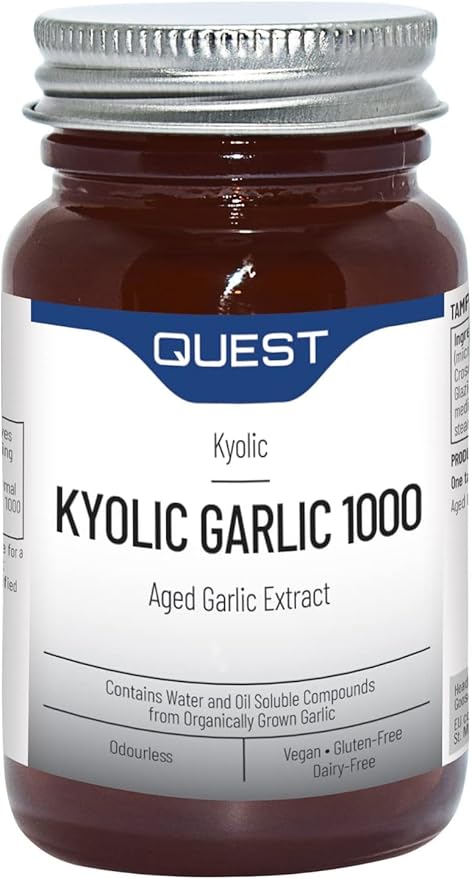 Quest Kyolic Garlic 45 Tablets - 1000mg High Strength Odourless Aged Garlic Extract For Heart, Liver & Immune Function. Daily Garlic Supplement, Improve Circulation, Liver Detox & Immunity (Pack of 1)