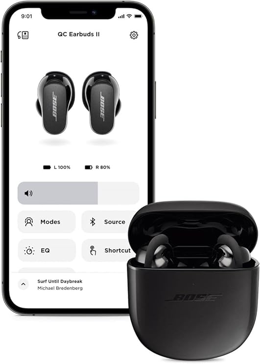 Bose QuietComfort Noise Cancelling Earbuds II - Fully wireless earphones with personalized noise cancelling and sound settings - Triple black