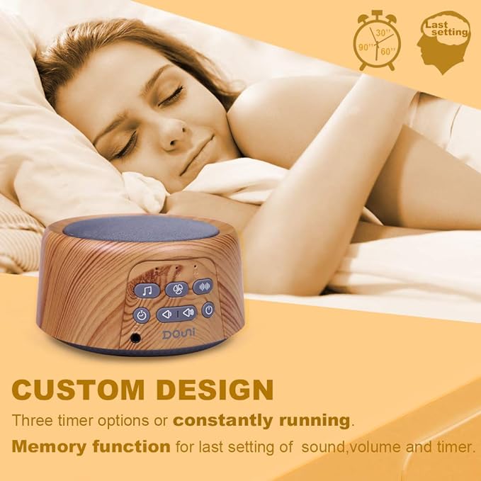 Douni - White Noise Sound Machine with 27 Soothing Sounds and Volume Control Memory Function for Sleep and Relaxation, Noise Machine for Kids, Adults, Nursery, Home, Office,