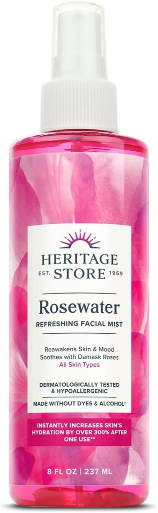 HERITAGE STORE Rose Petals Rosewater | Alcohol Free, 100% Pure Vegan | Benefits Sensitive Skin, Hair & More | Facial Toner & Moisturizer | 8 oz