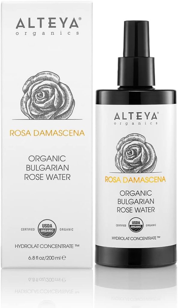 Alteya High-Potency Rose Water USDA Organic Facial Toner, 6000 Roses in a Bottle, 200mL Pure Bulgarian Rosa Damascena Flower Water, Award-Winning Moisturizer in Miron Biophotonic Glass