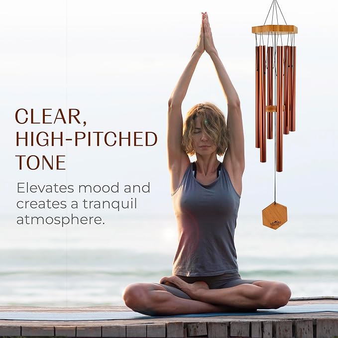 UpBlend Outdoors Wind Chimes for Outside - 29" Copper-Red Wind Chime Outdoor, Zen Garden Chimes for Outdoors, Tin Windchime, Decor Windchimes for Mom, Grandma, Gifts for Her