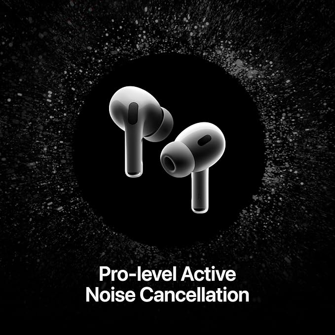 Apple AirPods Pro 2 Wireless Earbuds, Bluetooth Headphones, Active Noise Cancellation, Transparency, Personalised Spatial Audio, High Fidelity Sound, H2 Chip, USB C Charging