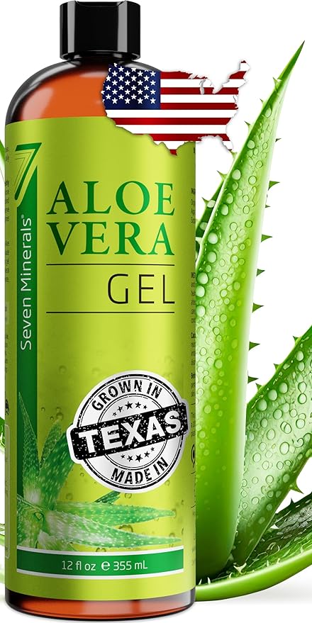 Seven Minerals Organic Aloe Vera Gel with 100% Pure Aloe from Freshly Cut Aloe - NO ACRYLATES & CROSSPOLYMERS, so it absorbs rapidly with No sticky residue - Big 355 ml / 12 fl oz