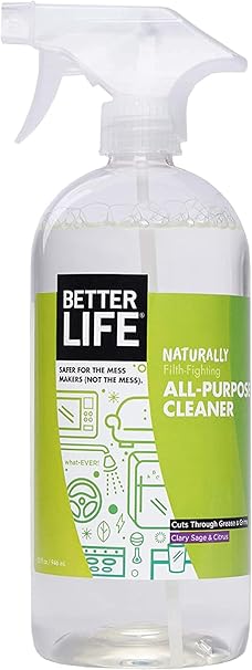 Better Life Natural All-Purpose Cleaner, Safe Around Kids & Pets, Clary Sage & Citrus, 32 Ounces 2409N