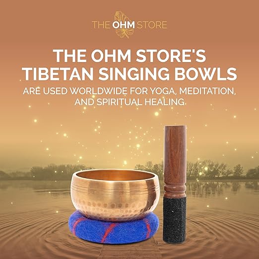 Ohm Store 4" Tibetan Singing Bowl Set — Meditation Sound Bowl Handcrafted in Nepal for Yoga, Chakra Healing, Mindfulness, and Stress Relief