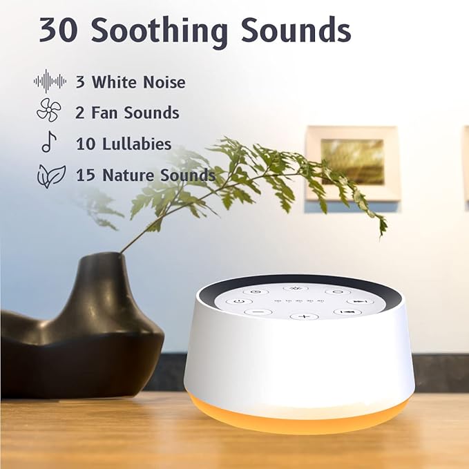 White Noise Machine Brown Noise Machine with 30 Soothing Sounds 12 Colors Night Light Sound Machine for Adults Baby Kids Sleep Machines Memory Function 36 Volume Levels 5 Timers for Home Office Travel