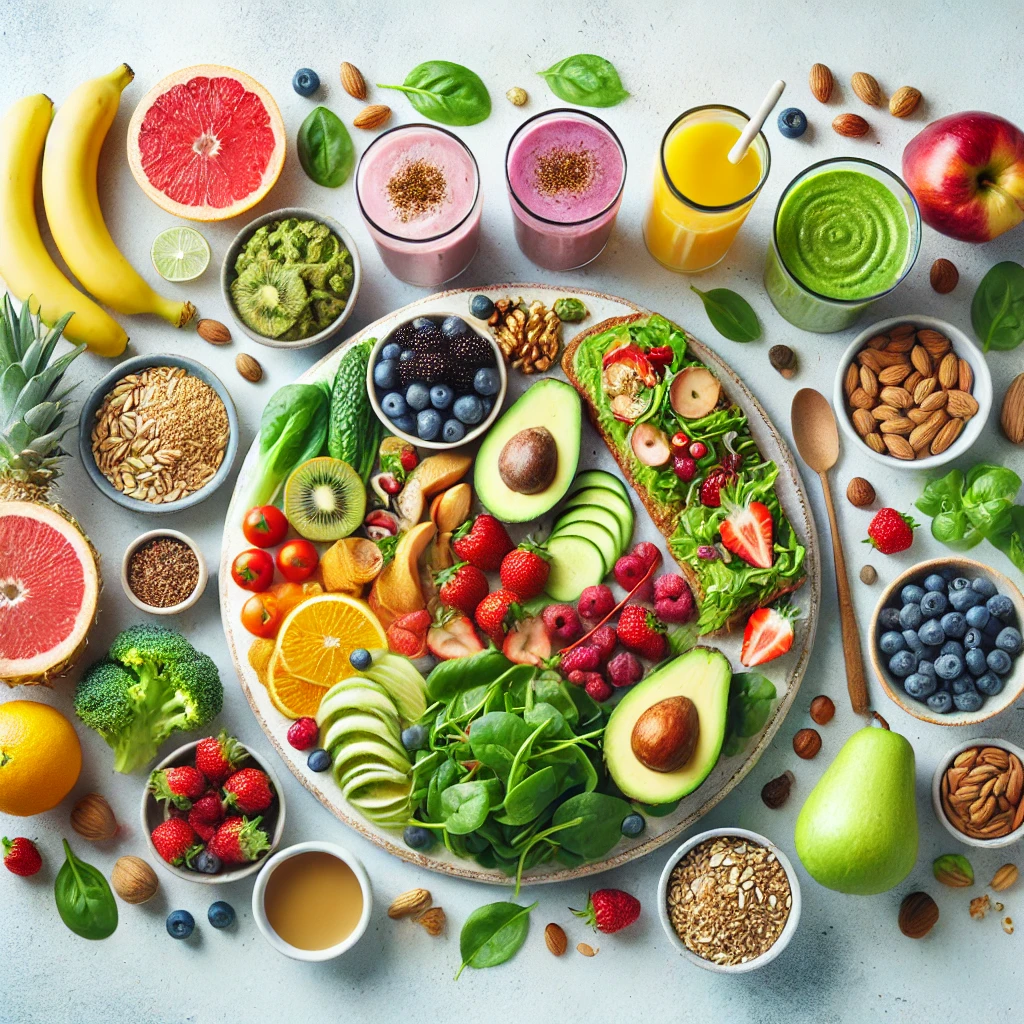 A fresh, healthy spread of nutritious food