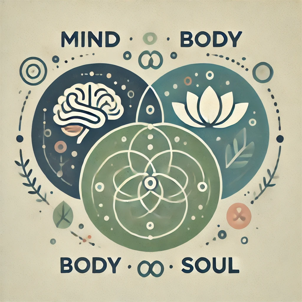  A graphic or diagram that shows the interconnected aspects of holistic health—mind, body, and soul.